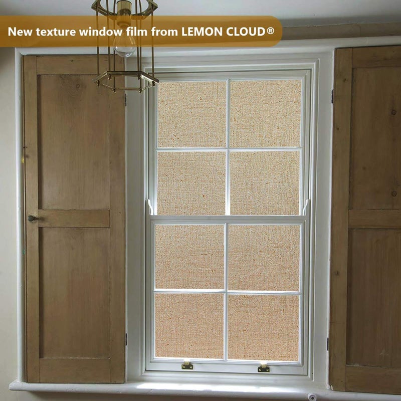 LEMON CLOUD Window Film No Adhesive Removable,Decorative Privacy Window Film,Texture Privacy Glass Film for Bathroom Office Home (17.5x78.7inches, Brown) - Image 4